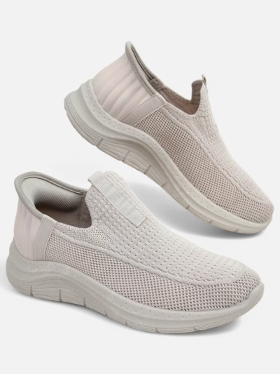 Aurelia Comfort Chaussures Plates en Tissu Beige à Enfiler pour Femmes