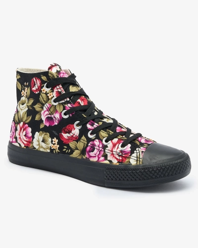 Royalfashion Baskets hautes noires à fleurs pour femme Soxic