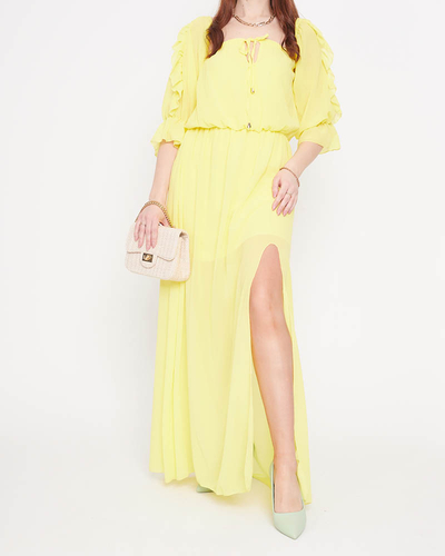 Robe longue espagnole jaune pour femme - Vêtements