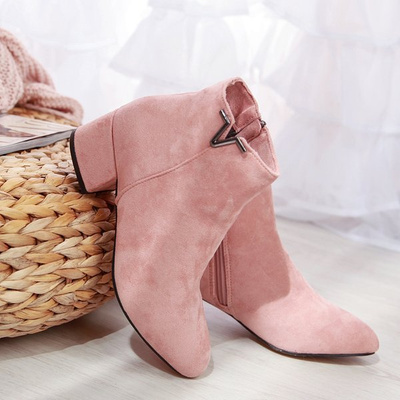 Bottes roses sur un pied bas Roni - Chaussures 1