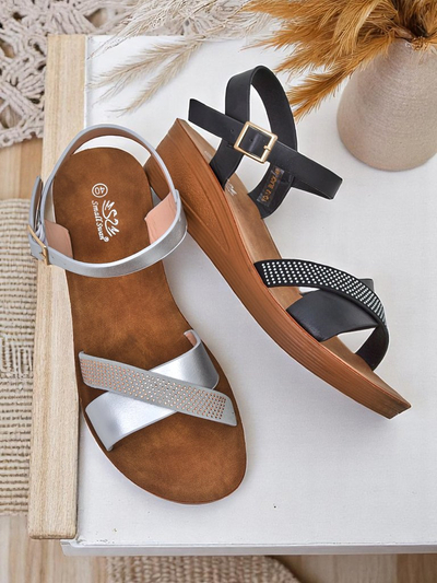 Sandales compensées Royalfashion pour femmes avec strass Allona