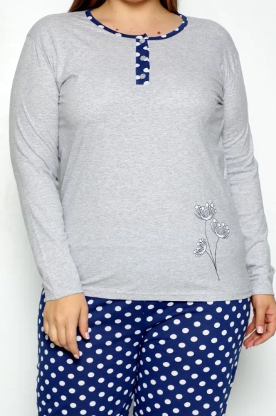 Royalfashion Pyjamas 2 pièces en coton à pois pour femmes GRANDE TAILLE