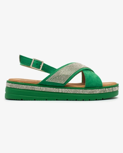 Royalfashion Sandales vertes en suédine écologique avec zircons Trikys