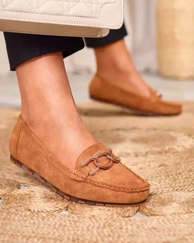 Mocassins pour femme en couleur camel avec chaîne Lertika - Chaussures