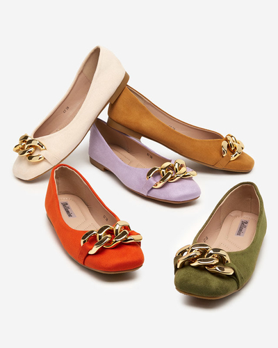 OUTLET Ballerines femme orange décor Caviene - Chaussures