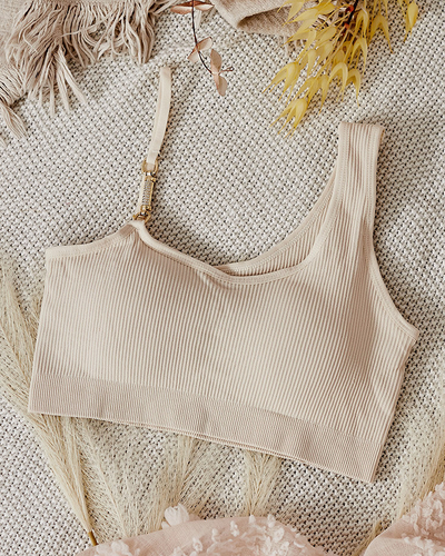 Royalfashion Soutien-gorge côtelé pour femme avec bretelle décorative