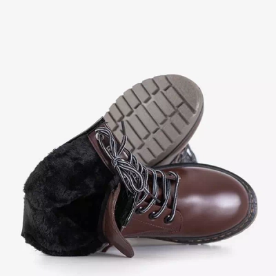 OUTLET Bottines en éco-cuir marron foncé pour femmes Lesita - Chaussures