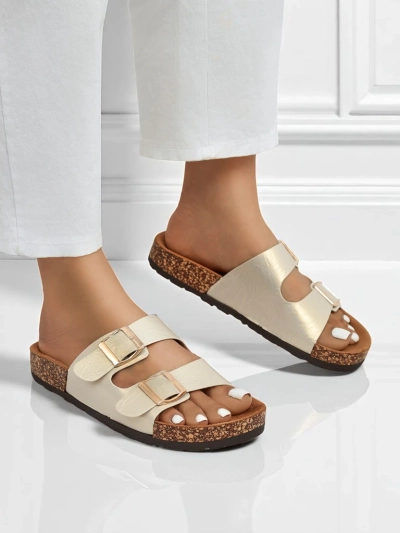 Sandales pour femmes dorées Ariadne Eco avec semelle plate pour l'été