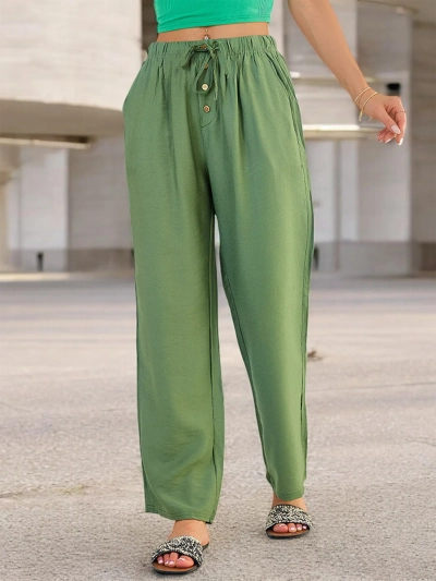 Royalfashion Pantalon large en tissu pour femme