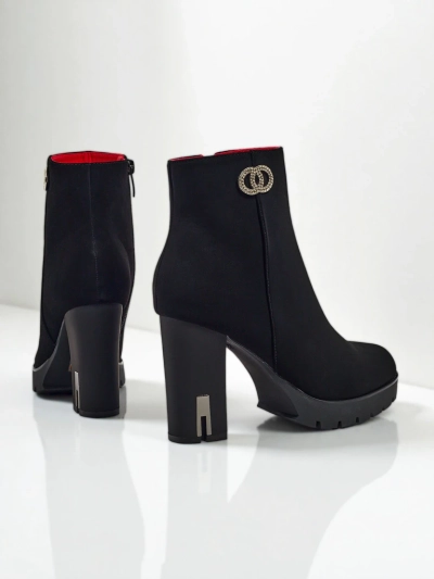 Bottines pour femmes en cuir écologique mat à talons épais Olivane