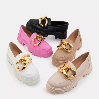 Chaussures basses kaki avec ornement doré Lygia - Chaussures