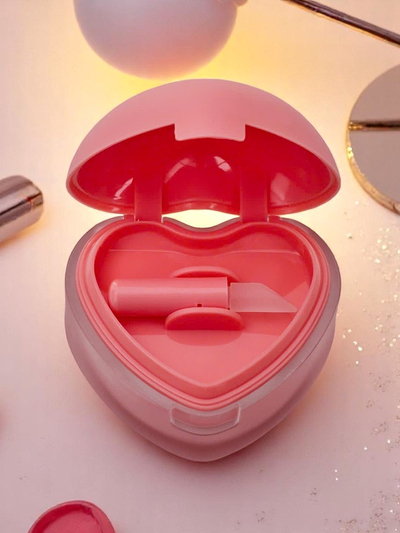 Rouge à lèvres et blush 2-en-1 dans un pot en forme de cœur Pêche Rose