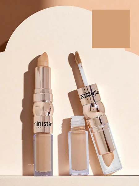 Stick enlumineur et correcteur liquide pour le visage 2-en-1 Beige Doré