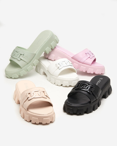 OUTLET Pantoufles violettes pour femmes sur une semelle plus épaisse Inza-Shoes