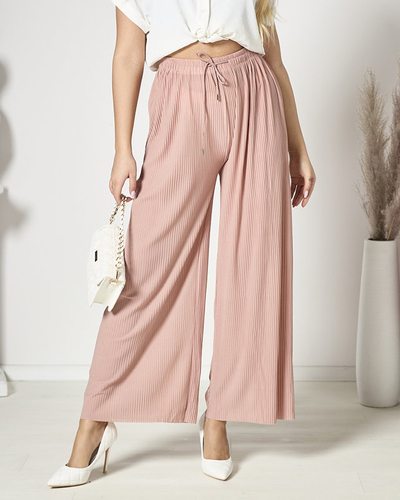 Pantalon palazzo large à plis pour femme en rose foncé - Vêtements
