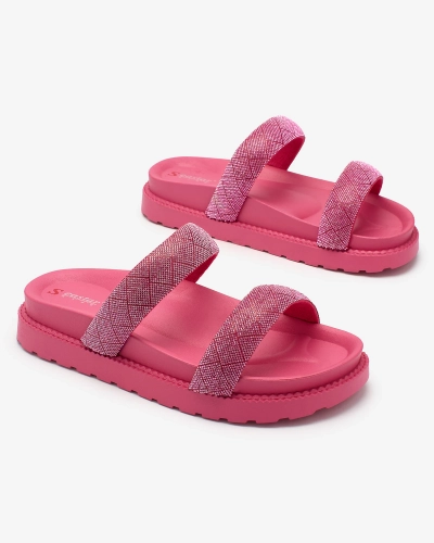 Royalfashion Fuchsia Femmes Zirconia Sparkle Sliders