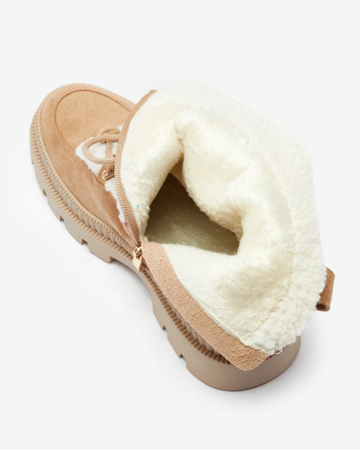 Royalfashion Bottes de trappeur en peau de mouton beige Getatsa