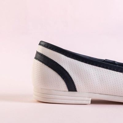 Ballerines enfant blanc et bleu marine avec nœud Portia - Chaussures