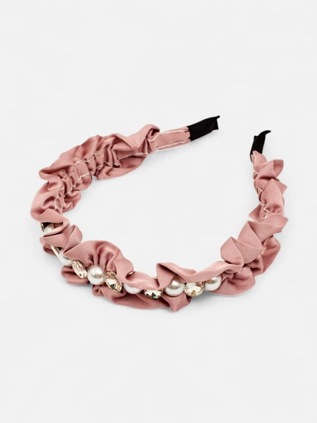 Royalfashion Bandeau pour cheveux avec froncement et perles