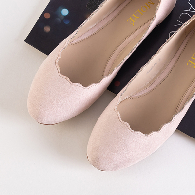 OUTLET Ballerines femme rose clair en éco-daim Antonelia - Souliers