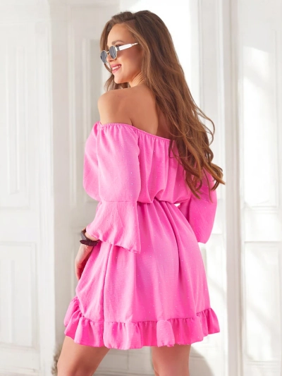 Robe mini pour femmes Royalfashion de style espagnol avec des manches longues et des strass