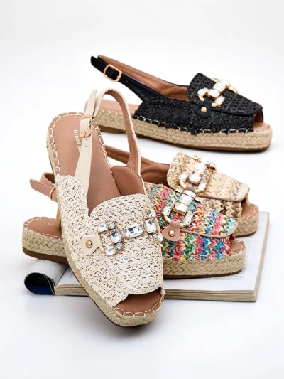 Royalfashion Espadrilles pour femmes à bout ouvert
