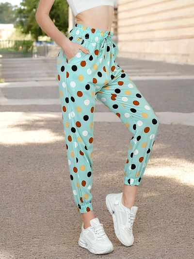 Royalfashion Pantalon en tissu à pois pour femme