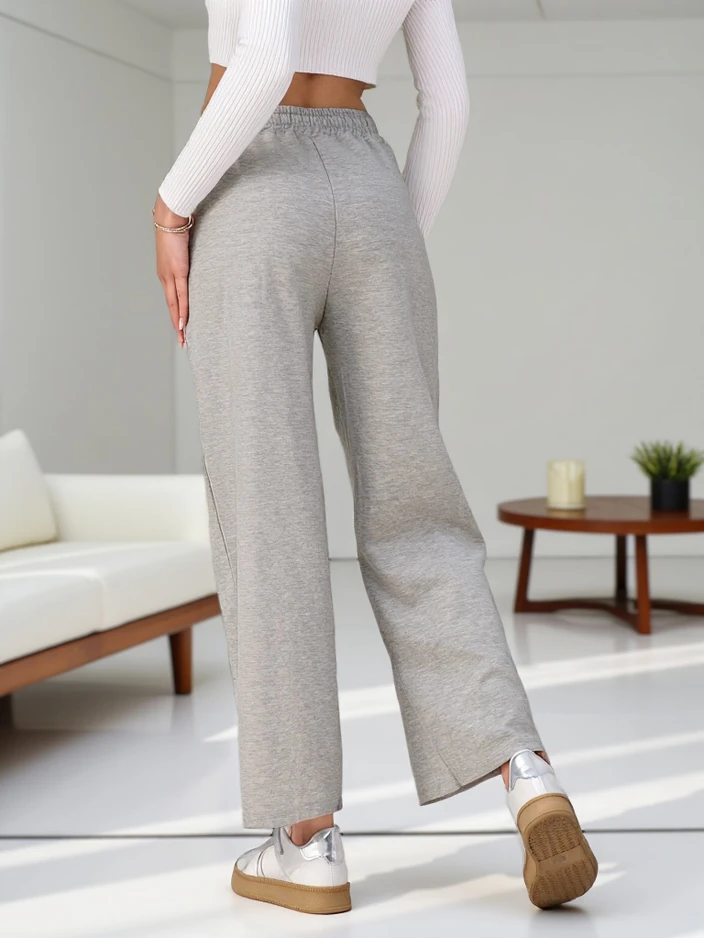 Royalfashion Pantalons de survêtement larges tissés pour femmes avec zirconia