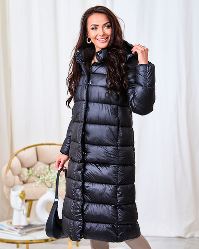 Royalfashion Veste d'hiver noire pour femme