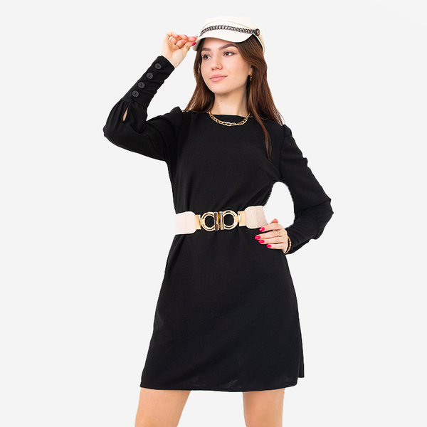 Ceinture élastique beige avec une boucle dorée décorative - Accessoires