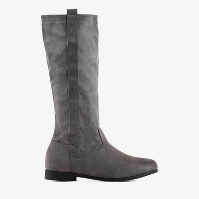 Bottes à talons plats pour femmes grises Melano - Chaussures