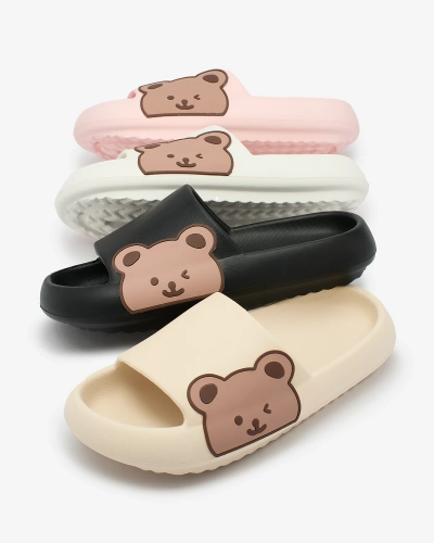 OUTLET Royalfashion Tongs en caoutchouc rose pour femme avec ours en peluche Leverika