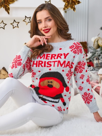 Royalfashion Pull de Noël pour femme avec le Père Noël