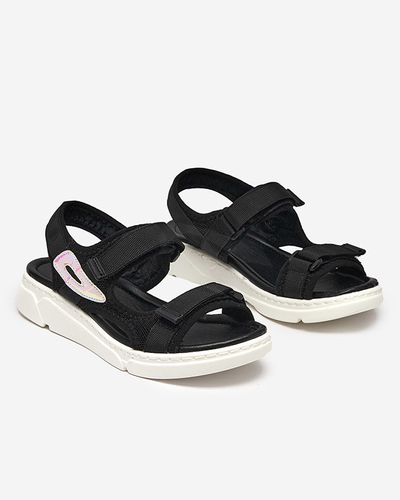 OUTLET Sandales femme en tissu noir avec insert holographique Lofal-Footwear