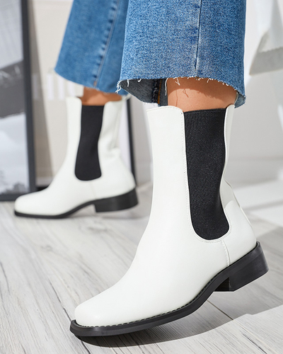 Bottes hautes blanches pour femmes à bout carré Ludiz- Footwear