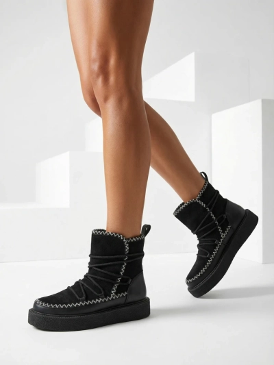 Royalfashion Bottes de neige à lacets pour femmes Siozi