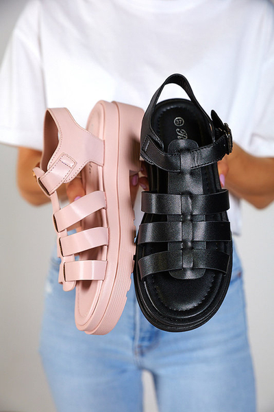 OUTLET Sandales noires pour femme sur semelle plus épaisse Gacino - Footwear