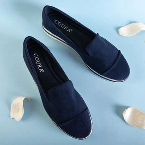 OUTLET Mocassins femme bleu marine sur talon bas Dardariel - Chaussures