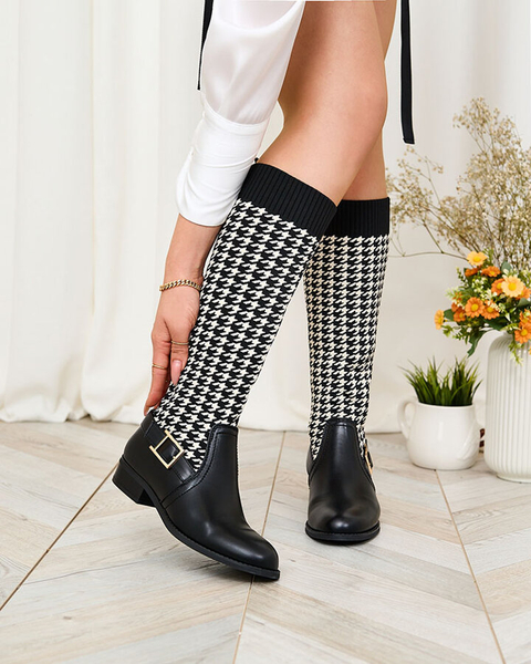 Royalfashion Bottes montantes noires pour femme avec motif pepite Aledive