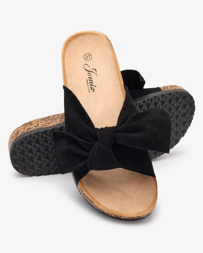 Tongs femme avec nœud en noir Orofdo- Footwear