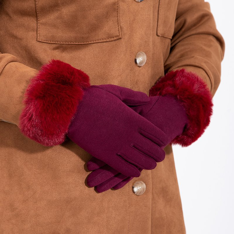 Gants femme bordeaux avec une finition douce - Accessoires