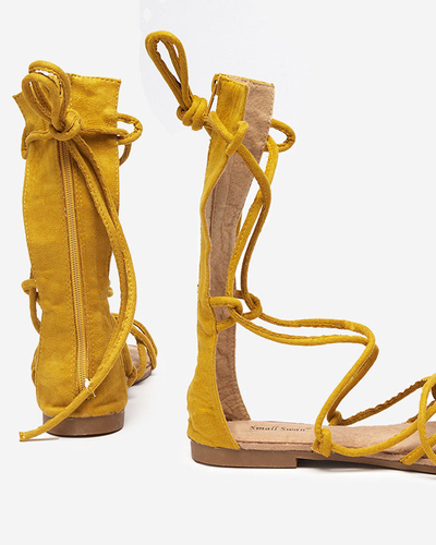 OUTLET Sandales spartiates mi-mollet Jeniso moutarde - Chaussures