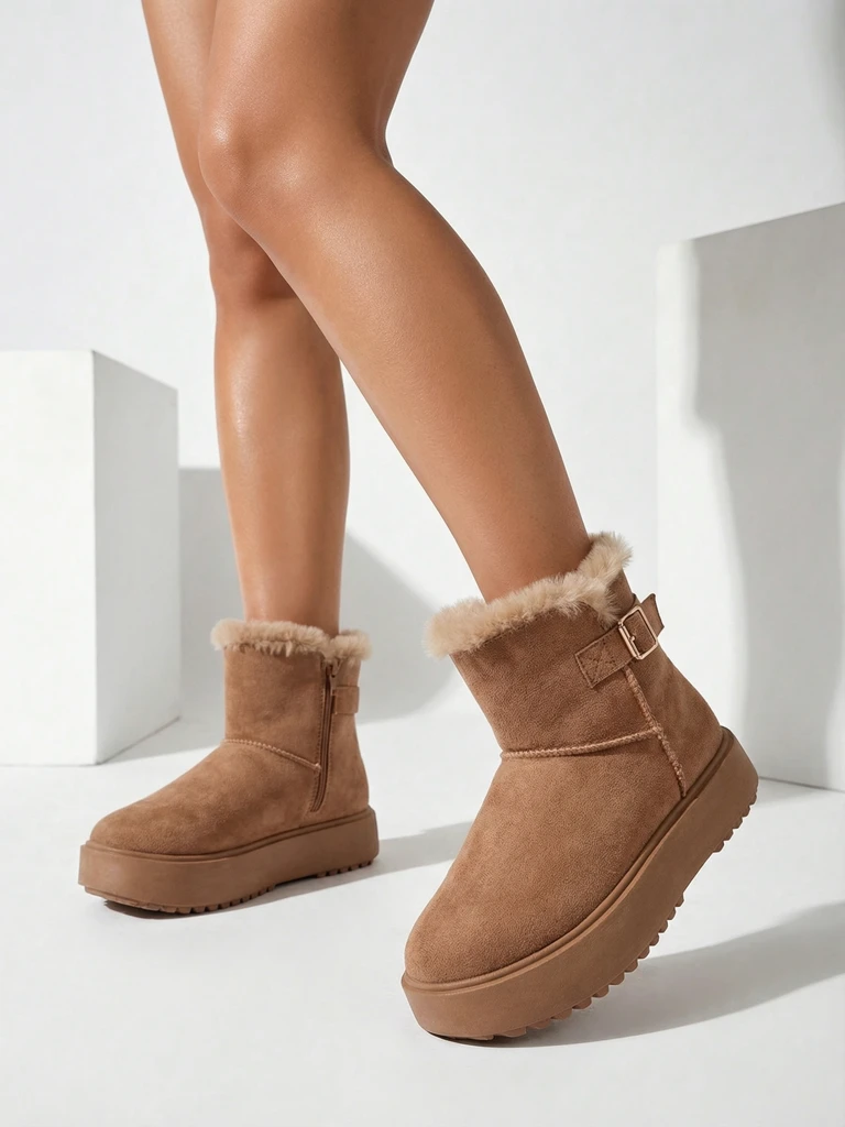 Royalfashion Bottes courtes style bottes de neige pour femmes Winter Crest