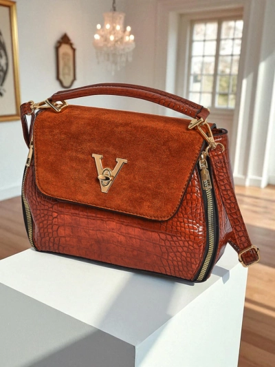 Sac à main pour femmes Vesta Classica – cuir écologique suédé marron