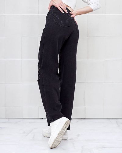 Royalfashion Jean large pour femme avec frottement