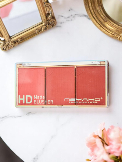 Palette de 3 teintes de blush mat pour les joues, couleur Cool Rose