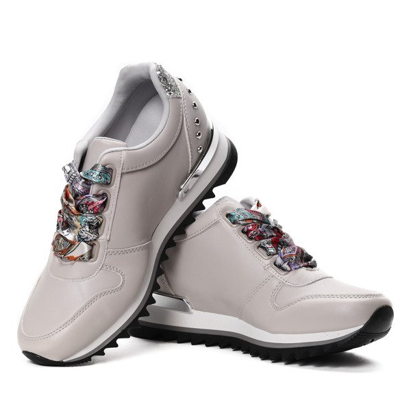 Szare tenisówki wiązane chustą Madalynn- Obuwie