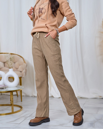 Royalfashion Pantalon kaki en velours côtelé pour femme