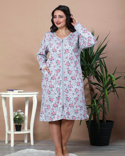 Chemise de nuit à fleurs grises TAILLE PLUS- Vêtements