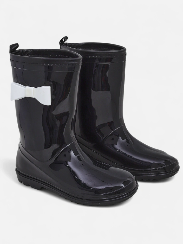 Royalfashion Bottes de pluie vernies pour enfants avec un nœud Bostone
